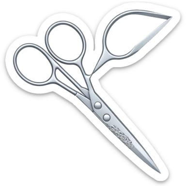 scissors with a lace ornament nearby sticker