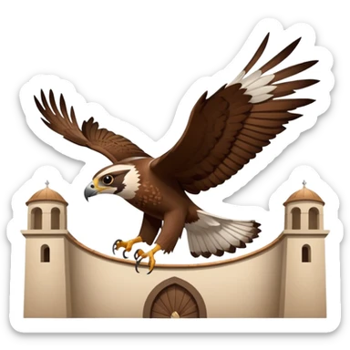 falcon flying above an arena hinting at Puy du Fou bird spectacle sticker