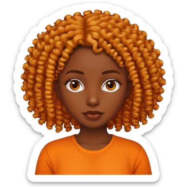 dark skin woman with organge shirt and curly hair sticker
