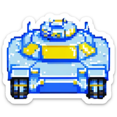 Ukrainian tank with blue and yellow details, military vehicle sticker