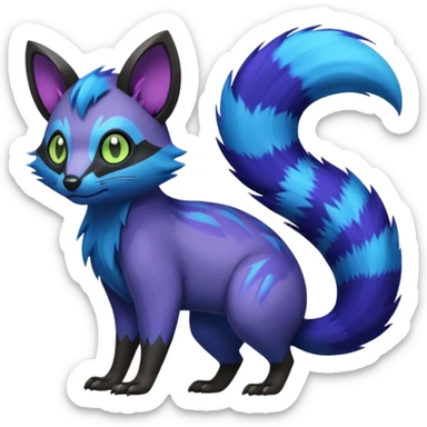 Edgy punky gothic dark gloomy colorful neon dusky Civet-Electrike-Manectric-Genet-Furret-Fakemon-Pokémon-fusion-creature  sticker