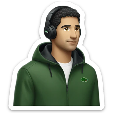 Lacoste headphone latin guy with black windbreaker sticker