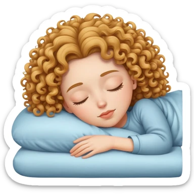 white girl with curly hair sleeping  sticker