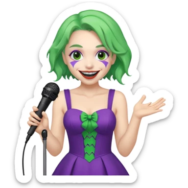 joker with dress, microphone, singing sticker