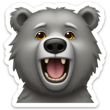 realistic-grey-bear-crazy  sticker