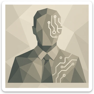 supervisor AI agent, modern style, stylized human silhouette with digital circuit patterns, neutral colors sticker