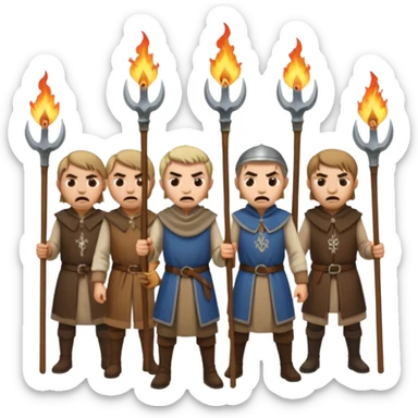 les villageois qui certains ont des fourches + torches (pas des fourches enflammer!) sapé en moyen age sticker