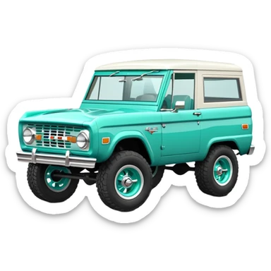 turquoise green classic ford bronco with slot alminum wheels sticker