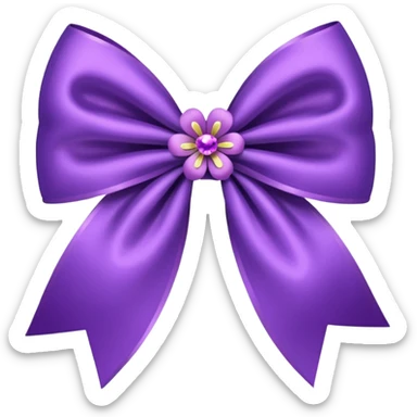 purple flower bow with glitter sticker