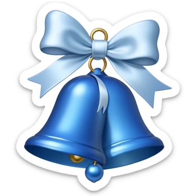 blue christmas bell with white bow sticker