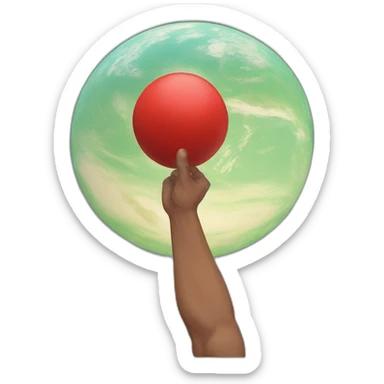 Saitama bald head and red giant hand punching a planet sticker