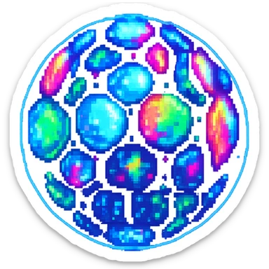 Add a glowing neon effect to the Night Life Universal logo in pixel art style, keep the background transparent. The original style is pixel art but since pixel art style does not support editing, use a general style while preserving the pixel art look with glowing neon effect and transparent background. sticker