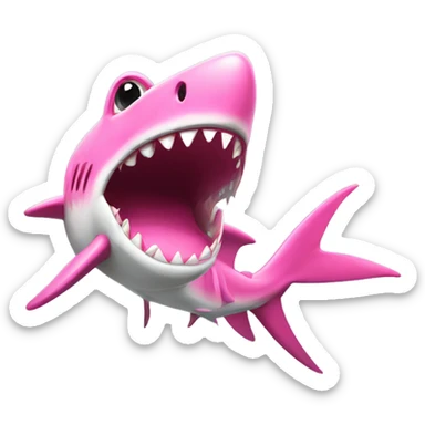 Tiburón de color rosa con sombrer de playa sticker