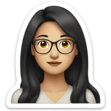 asian woman 32 years old with long black hair and glasses sticker