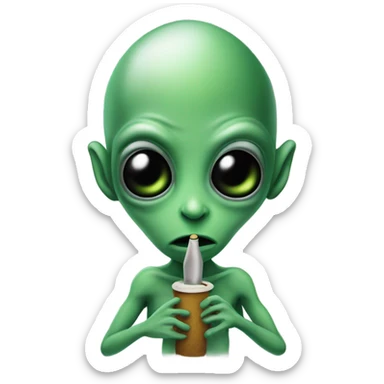 Alien smoking a blunt sticker
