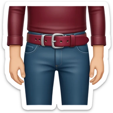 burgundy belt loop in man’s hand sticker