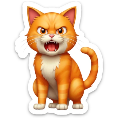angry cat with fur standing up and hissing sticker