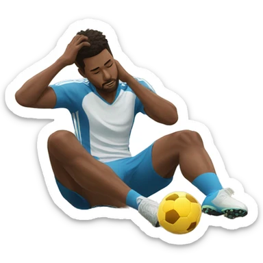soccer player sitting on the floor holding his knee in pain sticker