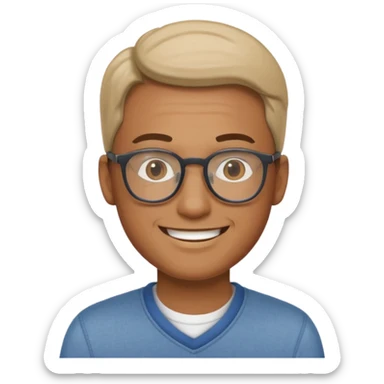 30s male wearing glasses, smiling, casual clothes sticker