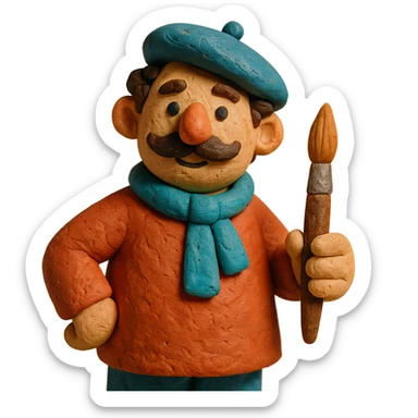 artist character holding a paintbrush sticker