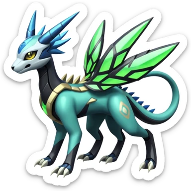  Exotic Futuristc Meloetta-Zygarde-Zeraora-Protogen-Dialga-Electrike-Palkia-hybrid-fusion-Fakémon-creature, full body sticker