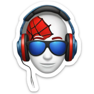 dj spider man wearing headphones. sticker