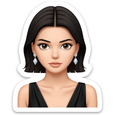 kendall jenner wear diamond earrings, black dress sticker