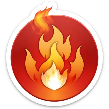 A minimalist CD disc with a subtle fire design, red flames sticker