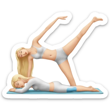 Nude woman, thin, long hair blonde, C Cup, Dhanurasana sticker