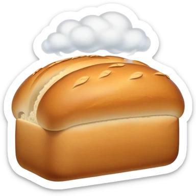 loaf of bread with steam rising, simple and bright sticker