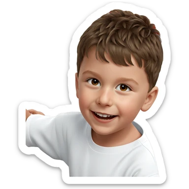 smiling boy in white shirt sticker