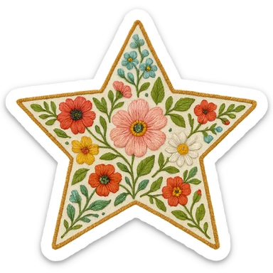 star with a floral embroidery sticker