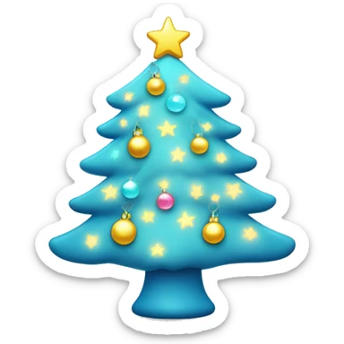 Light blue Christmas tree with pretty lights and a cute star. sticker