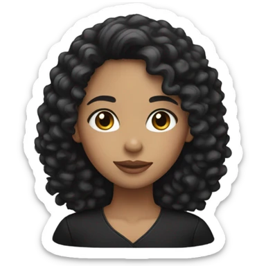 light skin woman with curly black hair black clothes sticker