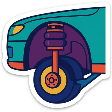 modern cutaway view illustration of car air suspension showing how it fits in the wheel well sticker