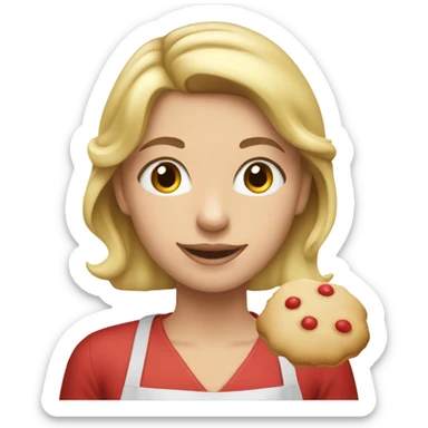 Along blonde haired girl baking Christmas cookies sticker