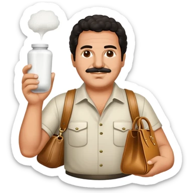 Pablo escobar happy with a bag of powder in his hand sticker