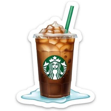 Starbuck ice coffee with ice cubes sticker