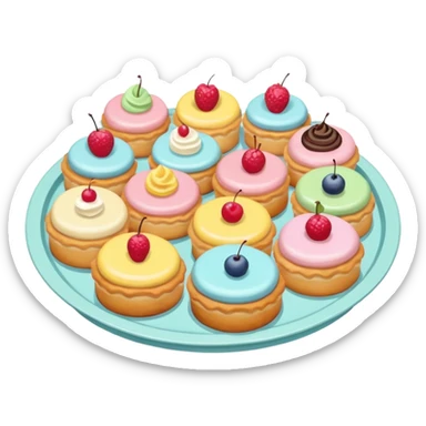 party pastries tray pastel colors sticker