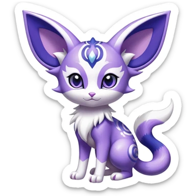 Shiny Exotic Cute Adorable Majestic Espeon-Mew-Meowstic-Hybrid-Creature with pattern-markings sticker