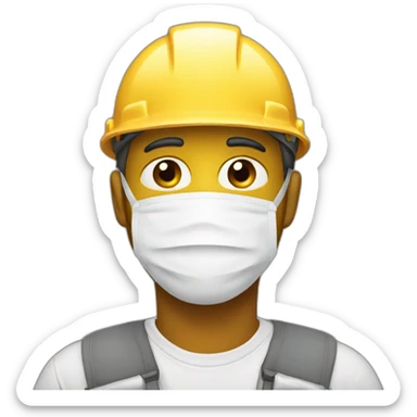a construction worker in a white mask sticker