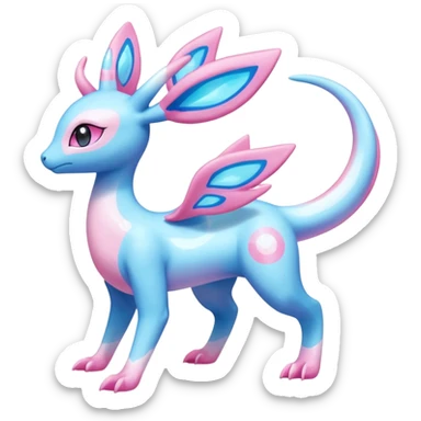 Shiny Sparkly Bioluminescent Glowing Lumineon-Amaura-Dragonair-Sylveon-Fakémon-hybrid-creature (full body)  sticker
