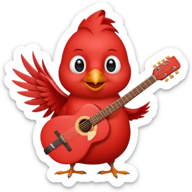 Happy Cardinal bird with a guitar sticker