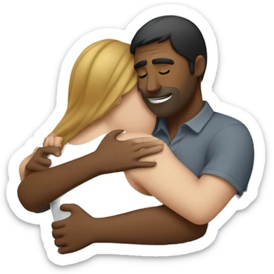 Couple hug, white woman and Indian man sticker
