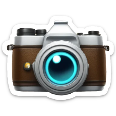 A camera with a lens glowing and a flash going off, capturing a moment. sticker
