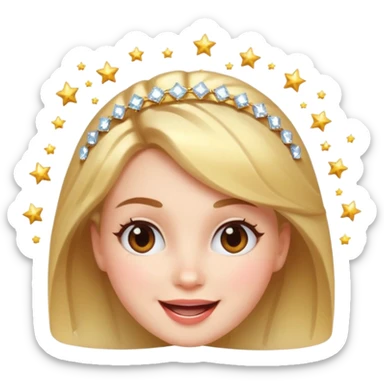 woman with sparkles around head, showing happiness and strong mental health, playful energetic look, iOS 18 memoji style sticker