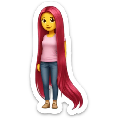 girl-long-straight-rosered-hair-follow sticker