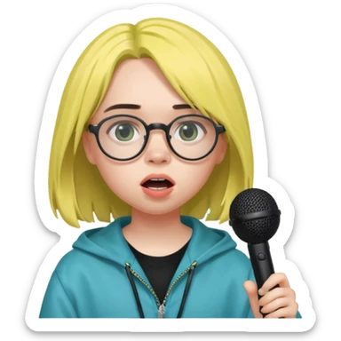 billie eilish with glasses singing  sticker