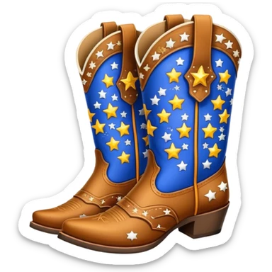 colorful fancy cowboy boots with stars and western patterns sticker