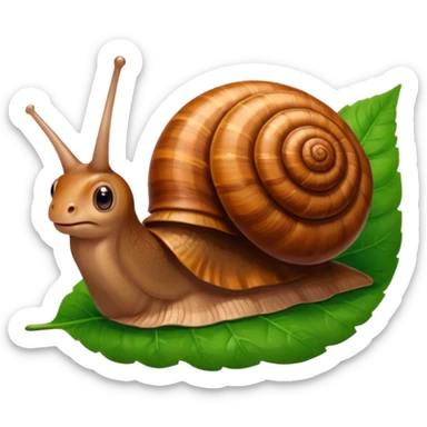 brown Snail with Long hair on leaf sticker